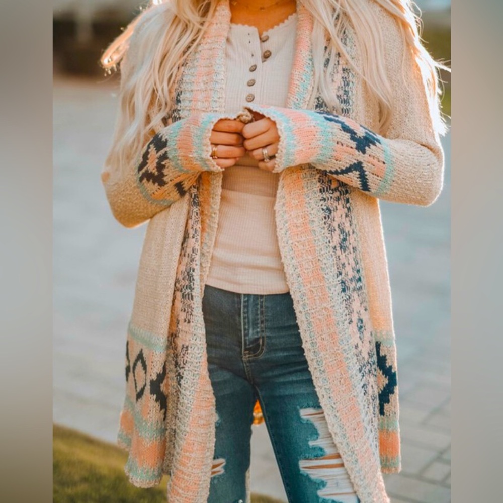 Blush Open-Front Cardigan